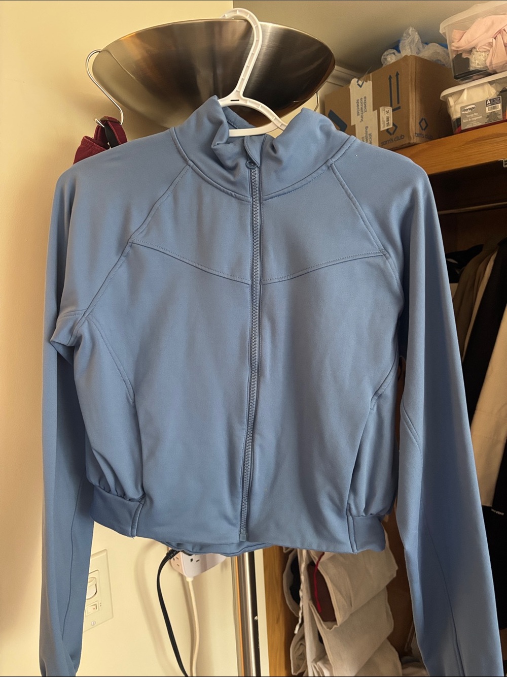 Women’s Light Steel Blue Zip-Up Athletic Jacket